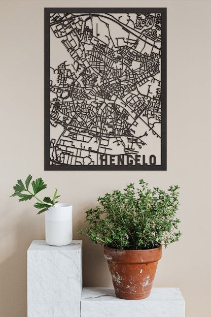 City Map Hengelo zwart mdf verkrijgbaar in 2 maten Ornament City Shapes