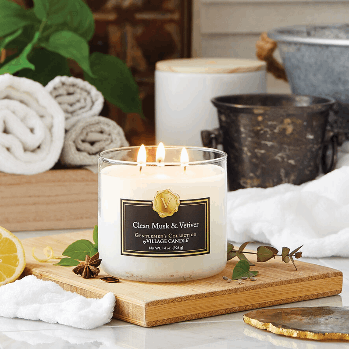 Clean Musk & Vetiver Gentleman Geurkaars Geurkaars Village Candle