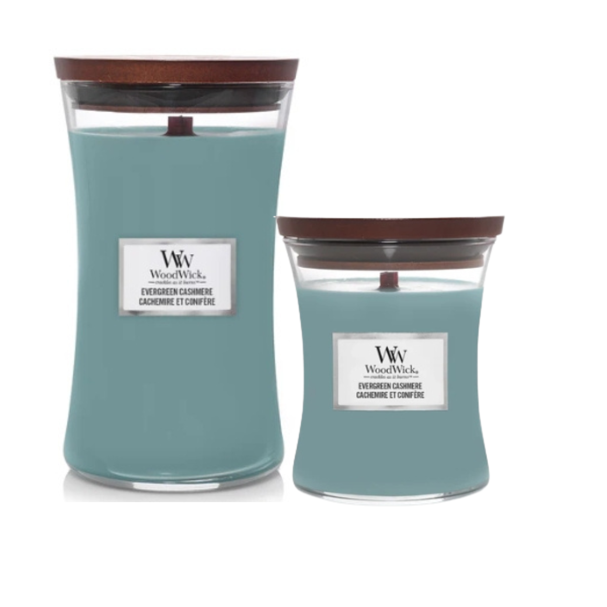 Evergreen Cashmere Giftset Large en Medium Candle Cadeauverpakking WoodWick