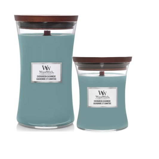 Evergreen Cashmere Giftset Large en Medium Candle Cadeauverpakking WoodWick