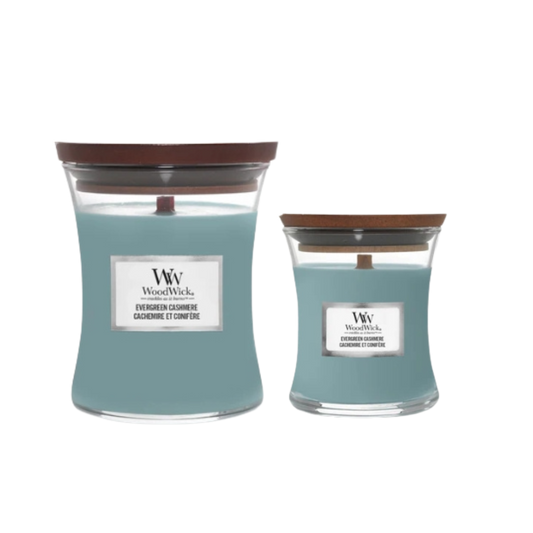 Evergreen Cashmere Giftset Medium en Mini Candle Cadeauverpakking WoodWick