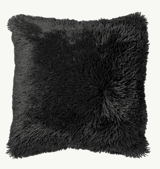 FLUFFY - Sierkussen unikleur Raven 45x45 cm - zwart Kussen Dutch Decor