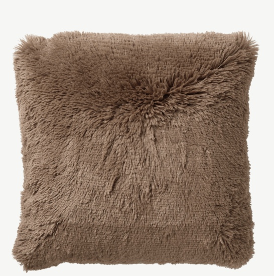 FLUFFY - Sierkussen unikleur Tobacco Brown 45x45 cm - bruin Kussen Dutch Decor