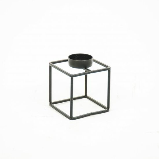 HV TEALIGHT HOLDER SQUARE- BLACK- 8X8X10 nu €5.- Waxinelichthouder Housevitamin