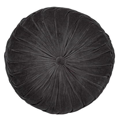 KAJA - Sierkussen rond velvet 40 cm - Charcoal Gray - antraciet Kussen Dutch Decor