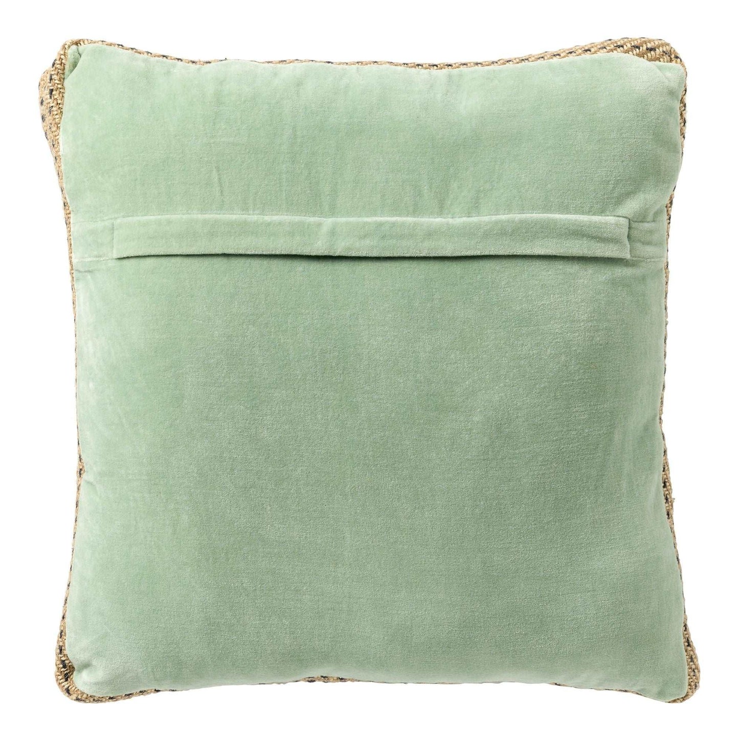 MANOE - Sierkussen 45x45 cm - effen kleur - met rand van jute - Cameo Green - licht groen Kussen Dutch Decor