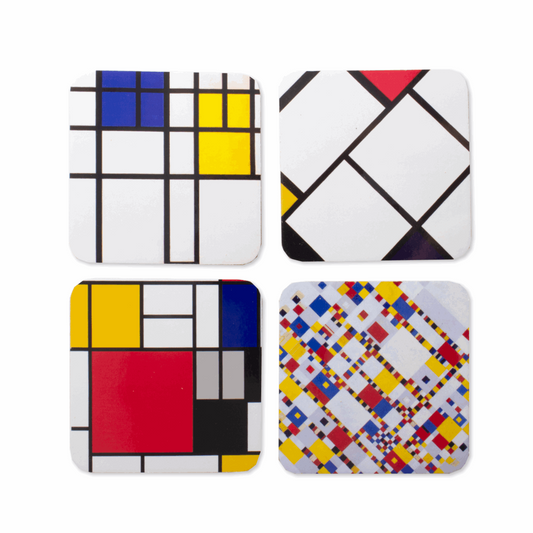 Onderzetters, set van 4, Compositie, Mondriaan Onderzetters Lanzfeld