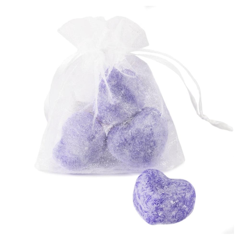 Organza zakje met 3x amberblokje hart lavender Amberblokje Kolony