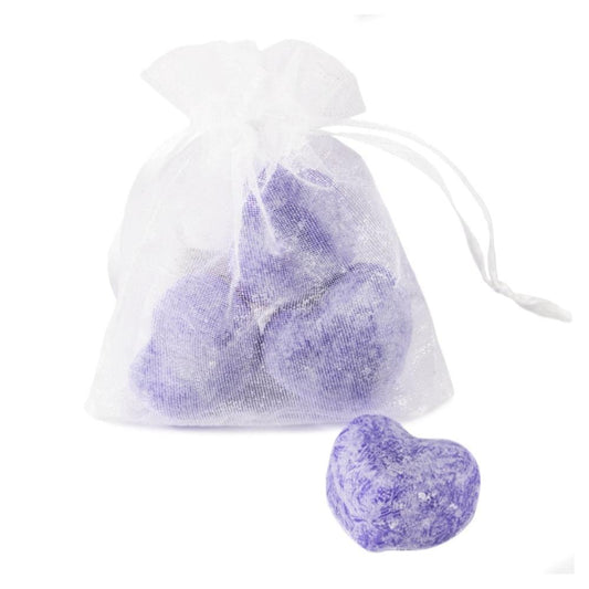 Organza zakje met 3x amberblokje hart lavender Amberblokje Kolony