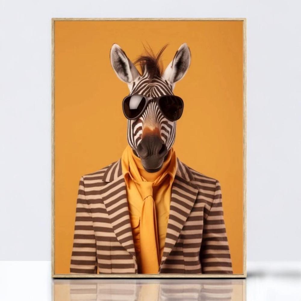 Schilderij zebra in pak - alleen afhalen in de winkel geen verzending Schilderij Kolony