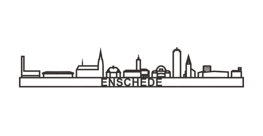 Skyline Enschede Met Tekst Zwart-MDF 2 maten Ornament City Shapes 60 cm