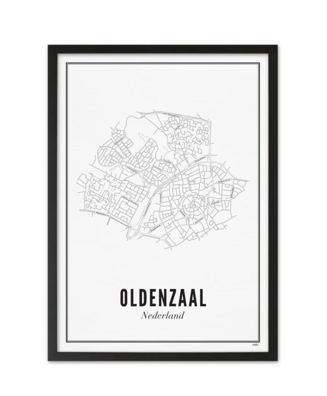 Wijck Prent Oldenzaal Centrum A3 - 30 x 40 cm met lijst Prent Wijck