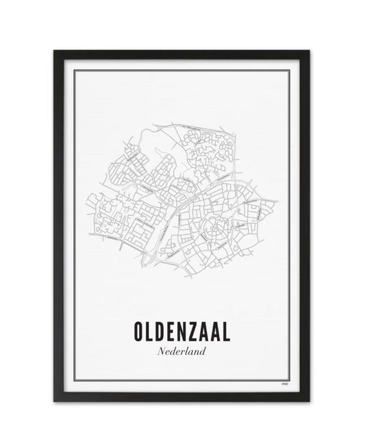 Wijck Prent Oldenzaal Centrum A3 - 30 x 40 cm met lijst Prent Wijck