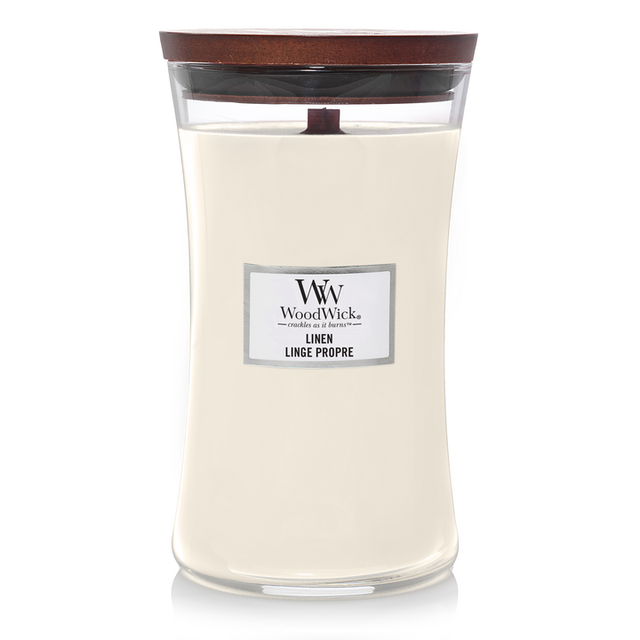 WW Linen Large Candle Geurkaars WoodWick