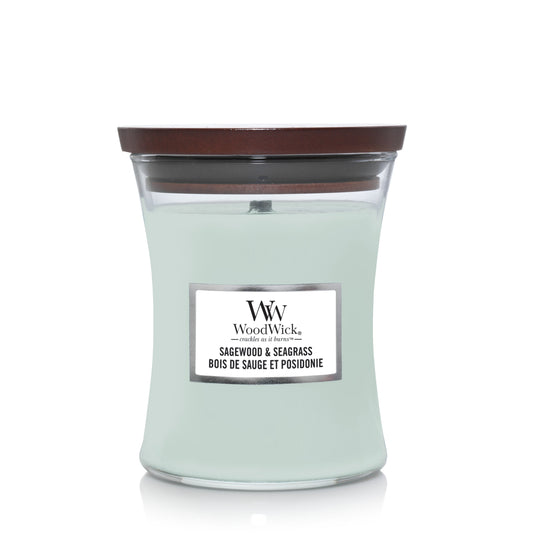 WW Sagewood & Seagrass Medium Candle Geurkaars WoodWick