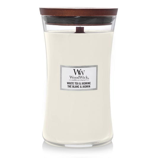 WW White Tea & Jasmine Large Candle Geurkaars WoodWick