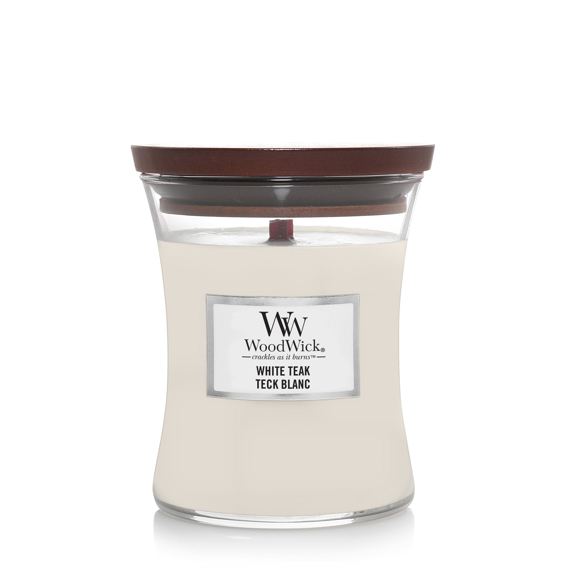 WW White Teak Medium Candle Geurkaars WoodWick